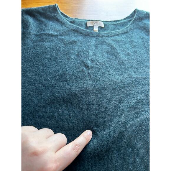 Joie Cashmere Oversize Asymmetric Hem Dark Forest Green Sweater - Picture 2 of 7